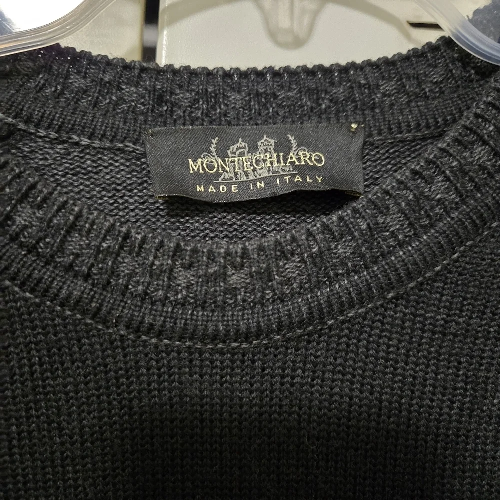 Montechiaro Men's Pullover Sweater Wool Blend Black Size 2XL
